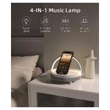 EZVALO Gift for Her, Music Table Lamp with Wireless Charger, 4 in 1 Touch Bedside Lamp, Portable Bluetooth Speaker, Phone Holder, Dimmable LED Night Light Birthday Gifts for Women, Men, Dad, Mom