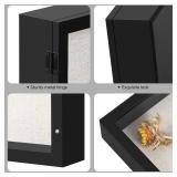 8x8 Shadow Box Frame with Linen Back - Sturdy Rustic Memory Display Case of Flower, Pictures, Medals and More, Black