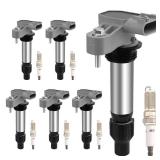 HQPASFY Ignition Coil Pack & Iridium Spark Plugs Set of 6 Compatible with Buick Enclave Lacrosse, Cadillac SRX ATS, Chevy Malibu Impala, GMC Suzuki Saturn Saab V6 3.0L 3.6L Replace# UF569, GN10494