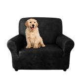 molasofa Single Sofa Cover for Home Décor, Super Soft Leather-Like Spandex Armchair Slipcover, Washable Non-Slip 1-Piece Chair Cover (Oversized Chair, 02 Black)