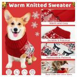 Christmas Dog Sweaters for Large Dogs Girl, Soft Warm Pup Dogs Shirt, Turtleneck Dog Sweaters for Medium Large Dogs, Double Knitting Collar for Outdoors Playing, Warm Dog Cat Clothes (Deer, 2XL)