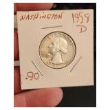 1958-D Washington silver quarter dollar coin