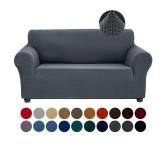 Joccun Stretch Loveseat Couch Cover Slipcover, 1-Piece Sofa Cover for 2 Cushion Couch Spandex Jacquard Washable Furniture Protector Cover for Living Room,Kids,Pets?Loveseat,Charcoal?