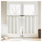 NICETOWN Farmhouse Tier Curtains 30 Inch Long for Kitchen, Linen Textured Short Semi Sheer Cafe Curtains for Small Window, Rod Pocket & Back Tab Window Covering, 34 Inch Wide, 1 Pair, Taupe