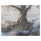 $80 ZUITINGHUA Canvas Art 20x40 In - Grayish Blue Tree Abstract