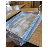 Rustic Distressed Wood Octagon Tray with Handles (Grey)