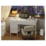 $76 White Desk with Storage Cabinet, 39 Inch Home Office Desk