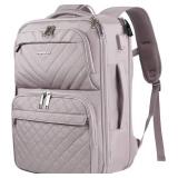 EMPSIGN Travel Backpack Women, 17 inch, USB Port, Grey Pink