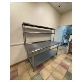 Commercial Kitchen Prep Counter with Upper Shelf