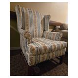 Vintage Floral Striped Wingback Chair