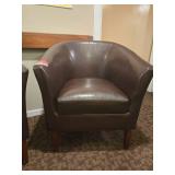 Pair of Brown Leather Club Chairs