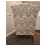 Vintage Wingback Chair with Chevron Pattern