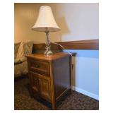 Traditional Wooden Nightstand with Table Lamp Set