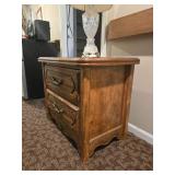 Vintage French Provincial Nightstand with Crystal Table Lamp