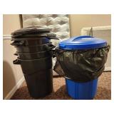 (5) Heavy Duty Trash and Laundry Bins Set