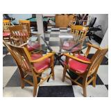 Modern Glass Top Dining Set with Wooden Chairs