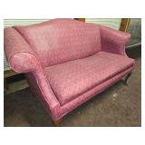 Camelback Loveseat with Vinyl Chevron Upholstery