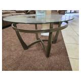 Modern Round Glass Coffee Table with Metal Base