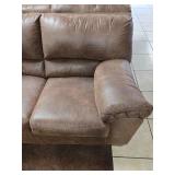 Contemporary Brown Faux Leather Loveseat