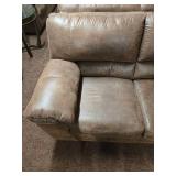 Contemporary Brown Faux Leather Loveseat