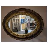 Vintage Oval Wall Mirror with Ornate Gold Frame