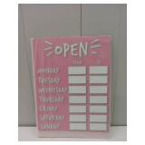 SOLUSTRE Business Hours Sign Bank Hour Stickers Hours of Operation Signs Store Hours Signs for Business Custom Banners Business Opening Sign Glass Door Listing Pink Office Pvc