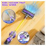 BLAXTEM 4-in-1 Kids Vacuum That Really Work, Toddler Pretend Play Cleaning Toy Set W/ Light & Sound, Interactive Toy Cleaner Birthday Idea for 3 4 5 6+ Year Girl Boy (Purple/Golden)