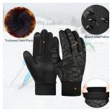 OOPOR Kids Winter Warm Gloves with Grip - Boys Girls Thermal Fleece Running Cycling Gloves Touch Screen Cold Weather Soft Anti Slip Mittens for Sport Ski Snow Bike Hiking 8-10 Years