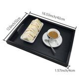 DILLMAN Serving Tray Large Black Wood Rectangle Food Tray Butler Tray Breakfast Tray with Handles (Medium)