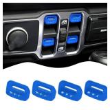 4PCS Window Switch Button Cover Trim Interior Accessories for Jeep Wrangler JL JLU Gladiator JT 2018-2024 (Dark Blue)