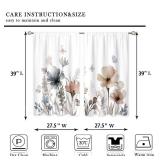 oolygoo Watercolor Boho Flower Small Kitchen Curtains Wildflower Rustic Floral Window Treatment Plant Botanical Cafe Short Window Curtains for Bathroom Dining Room Tier Treatment Drapes 27.5x39 inch