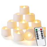 Homemory 12pcs Remote Candles, Timer Candles, 400+Hours Flickering Flameless Battery Operated LED Tea Lights Candles Votive Candles with Remote, for Tabletop Lighting, Table Centerpieces Decor