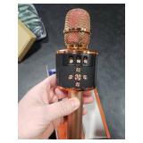 BONAOK Bluetooth Wireless Karaoke Microphone with LED Lights,4-in-1 Portable Handheld Mic with Speaker Karaoke Player for Singing Home Party Toys Birthday Gift for Kids Adults Girls Q78(Rose Gold)