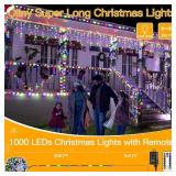 Ollny Christmas Lights 1000 LED 330 FT, IP67 Waterproof Plug in Christmas Tree Lights with Remote, 8 Modes, 3 Timers, Dimmable, House Xmas Indoor Decorations Outdoor Christmas Lights (Multicolored)