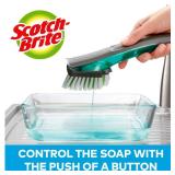 Scotch-Brite Advanced Soap Control Dish Brush Scrubber, 1 Antibacterial* Cleaning Brush, Prevents Soap from Leaking, Leak-Free Guarantee, Safe on Dishes, Nonstick Cookware, Tubs, Durable, Reusable