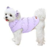 ABRRLO Winter Warm Dog Jacket for Small Medium Dogs Cat Cold Weather Coats with Harness Padded Dog Fleece Vest Waterproof Windproof Dog Snow Jacket Pet Puppy Clothes Purple,L