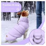 ABRRLO Winter Warm Dog Jacket for Small Medium Dogs Cat Cold Weather Coats with Harness Padded Dog Fleece Vest Waterproof Windproof Dog Snow Jacket Pet Puppy Clothes Purple,L