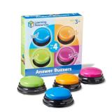 Learning Resources Answer Buzzers - Set of 4, Ages 3+, Assorted Colored Buzzers, Game Show Buzzers, Perfect for Family Game and Trivia Nights, for Kids