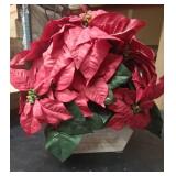 Nearly Natural Red Poinsettia with White Wash Planter Artificial Arrangement - Retail: $72.76