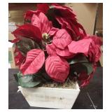 Nearly Natural Red Poinsettia with White Wash Planter Artificial Arrangement - Retail: $72.76