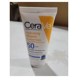 CeraVe 100% Mineral Sunscreen SPF 50, Face sunscreen With Zinc Oxide & Titanium Dioxide, Hyaluronic Acid + Niacinamide + Ceramides, Oil Free, Travel Size 2.5 oz