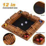 Crobyi Shut The Box Game Wooden for 1-4 Players Educational & Fun Wooden Board Game with 10 Dice and Shut-The-Box Instructions for Kids & Family, Pub Dice Game for Adults. (12 Inches)