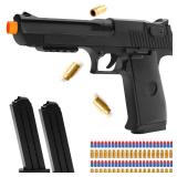 DaoDaoZhu Soft Bullet Toy Gun Shell Ejecting with 50 Bullets, Black Toy Guns for Boys, Toy Pistol Fidget Gun, Realistic Play Gun Model, Halloween Christmas Birthday Gifts for Boys Kids Adults Age 8+