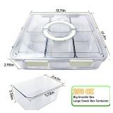 Atildp Snackle Box Container: Divided Serving Tray with Lid and Handle, Includes 8 Compartments for Dry Fruit Snack Box, Portable Fruit Tray Great for Kitchen, Party, Picnic, Travel