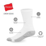 Hanes mens Double Tough Crew Socks, 12-Pair Pack fashion liner socks, White/ Grey Foot Bottom, 12-14 US