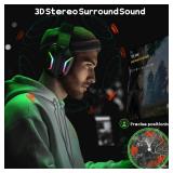 WESEARY Wireless Gaming Headsets for PC, PS5, PS4, Switch, Mac, 2.4GHz Wireless Gaming Headphone with ENC Noise Canceling Microphone, Bluetooth 5.4, Cool Lighting, 50H Battery, 50mm Drivers