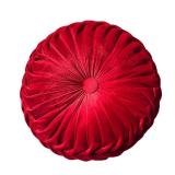 Teieas Round Throw Pillow Velvet Home Decoration Pleated Round Pillow Cushion for Couch Chair Bed Car Red