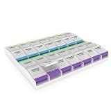 Ezy Dose Weekly (7-Day) Pill Organizer 4 Times a Day Pill Planner Push Button Compartments (2XL)