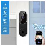 ALPHAPEACH 1080P Video Doorbell Camera Wireless, Chime Ringer Included, Live View, AI Human Detection, 2.4G WiFi, Night Vision, Cloud Storage, Battery Powered, Indoor Outdoor Surveillance