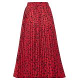 Basoteeuo Leopard Print Midi Pleated High Waisted Skirt, XXL